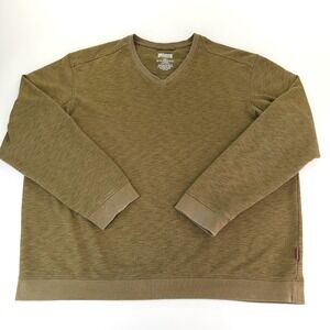 Duluth Trading Sweatshirt Mens 2XL Relaxed Fit Brown V Neck Gusseted Arm‎ Pits